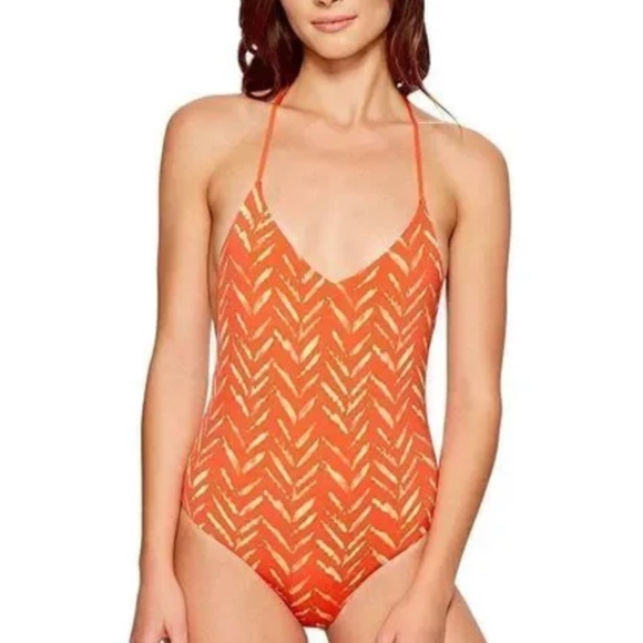 Dolce Vita Women's T-Back One Piece Swimsuit Size XS Cayenne Orange RRP $120 - Picture 2 of 12